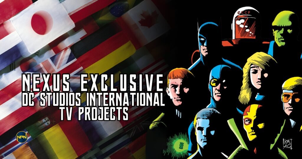 DC Studios characters and various flags