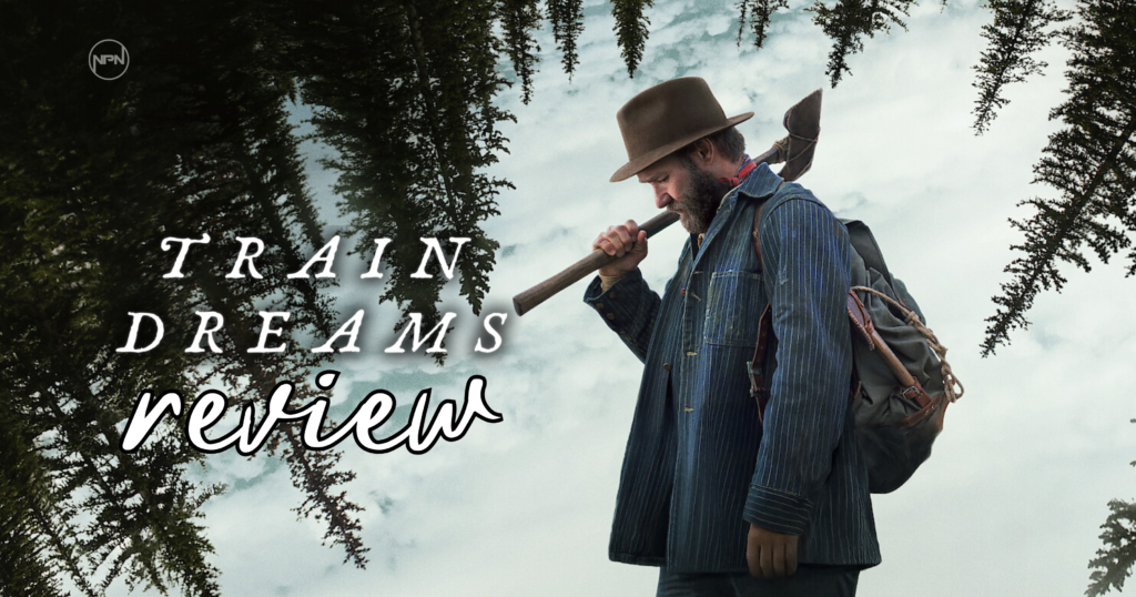 Joel Edgerton in the woods in Train Dreams