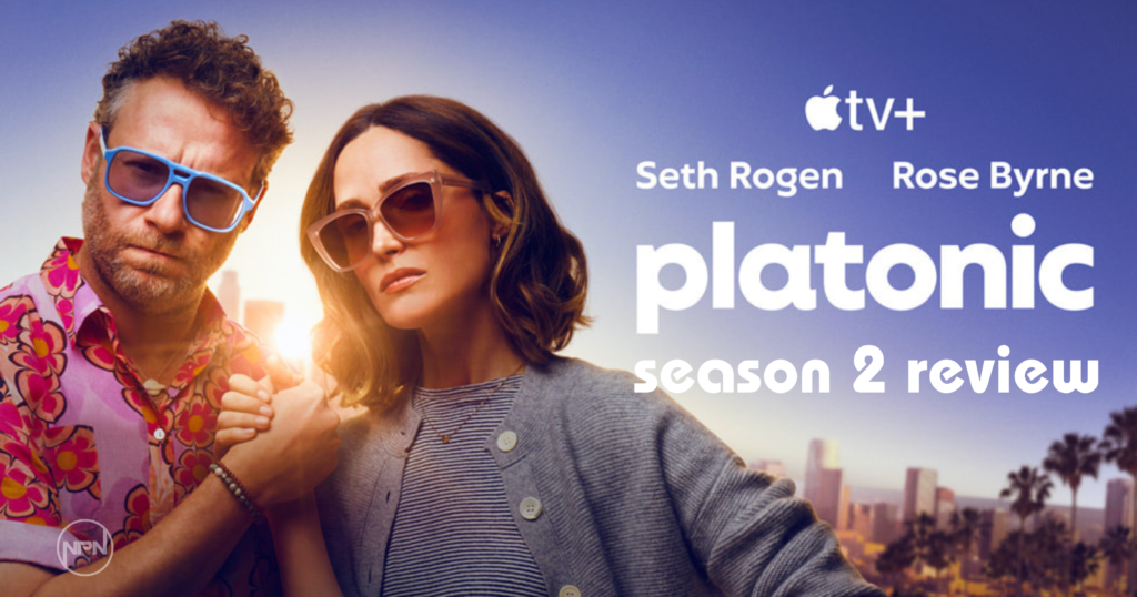 Platonic season 2 key art featuring Seth Rogen and Rose Byrne in colorful sunglasses